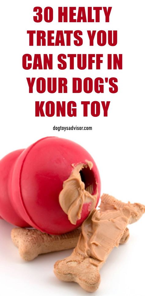 I recently got a KONG toy and my dogs love it! Here's 30 healthy recipes you can stuff in your dog's KONG toy and how to fill a Kong so it will keep you dog happy, occupied, and begging for more! Dog Treats Diy, Kong Treats, Kong Stuffing, Kong Recipes, Kong Dog Toys, Kong Toys, Diy Dog Treats, Puppy Treats, Toy Dog