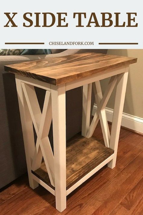 End Table Plans, Basic Woodworking, Rustic End Tables, Farmhouse End Tables, Diy Side Table, Rustic Woodworking, Diy Furniture Decor, Shop Garage, Green Woodworking