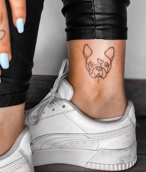 Nele P ✨ on Instagram: “In loving memory of my best friend 💫 ————————————————— #frenchbulldog #frenchietattoo #tattoo #fineline” French Bulldog Tattoo Minimalist, Dog Ear Tattoo Outline, Frenchie Tattoos, Dog Ear Tattoo, French Bulldog Tattoo, Cute Henna Tattoos, Bulldog Tattoo, 강아지 그림, Minimalist Tattoos