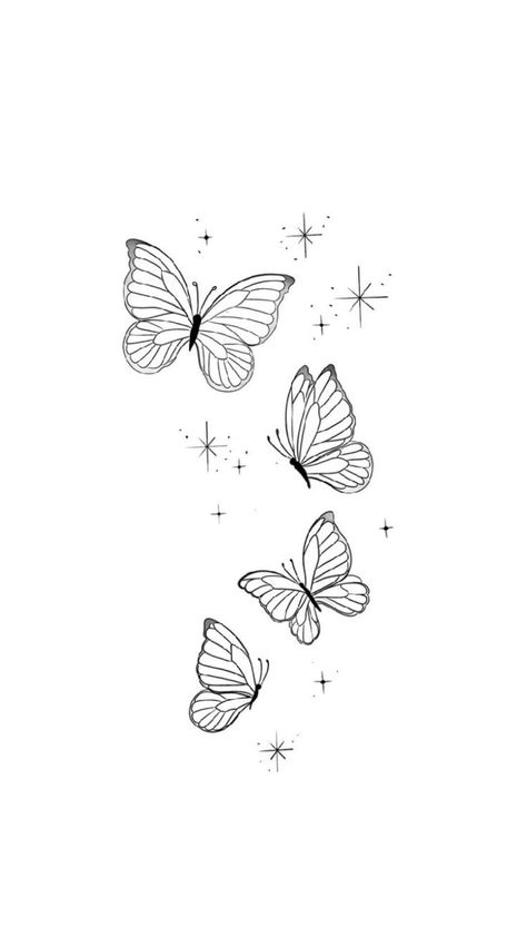 outline Feminine Butterfly Tattoo, Butterfly Outline Tattoo, Butterfly Outline, Outline Tattoo, Spine Tattoo, Butterfly Art, Butterfly Tattoo, Tattoos And Piercings, Body Art