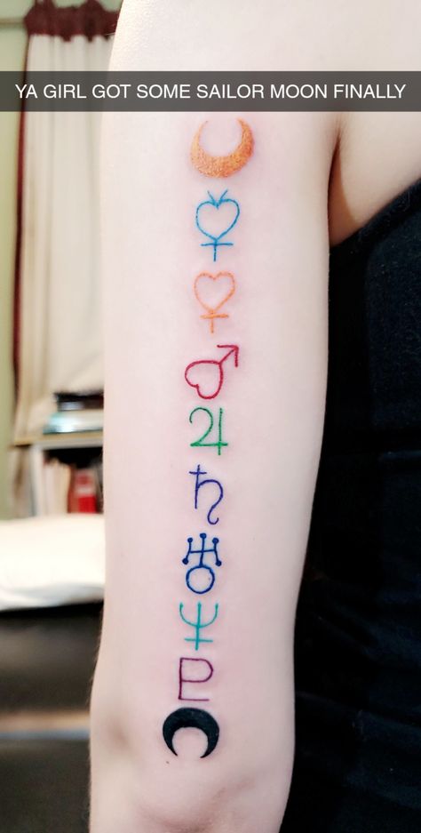 Sailor Moon Symbols, Sailor Moon Birthday, Jack Tattoo, Symbols Tattoo, Matching Friend Tattoos, Sailor Moon Tattoo, Universe Tattoo, Aquarius Tattoo, Pink Tattoo