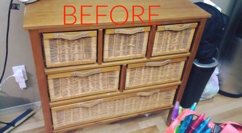 Make Wicker Trendy Again With These Brilliant Ideas Wicker Bedroom Furniture, Indoor Wicker Furniture, Wicker Furniture Makeover, Painting Wicker Furniture, Furniture Repurposing, Shelf Makeover, Storage Hutch, Old Wicker, Wicker Dresser