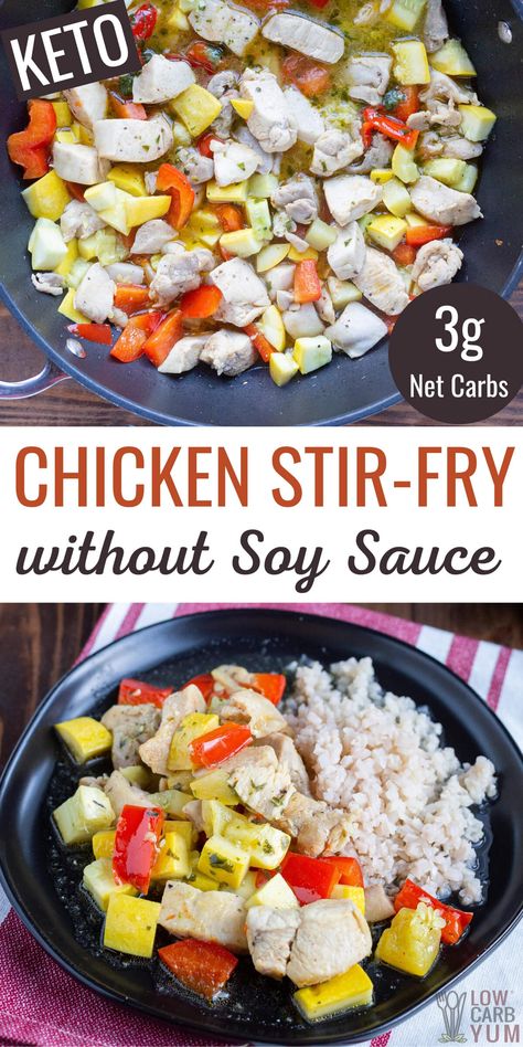 An easy and delicious chicken stir fry without soy sauce made in less than 30 minutes. It's the perfect low-carb dish for busy weeknights. Stir Fry Without Soy Sauce, Healthy Stir Fry Sauce, Soy Sauce Stir Fry, Stir Fry Chicken, Healthy Stir Fry, Fry Chicken, Soy Free Recipes, Ground Chicken Recipes, Fry Sauce