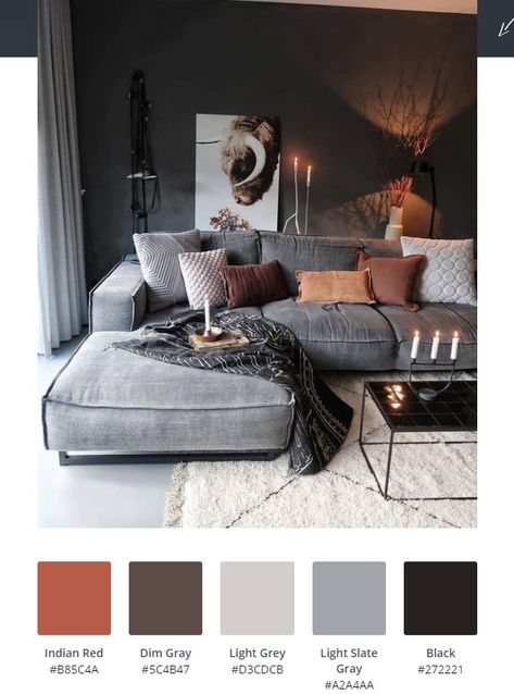 Good Living Room Colors, Dark Grey Couches, Decor Ikea, Living Room Color Schemes, Room Color Schemes, Living Room Colors, Design Living Room, Living Room Grey, A Living Room