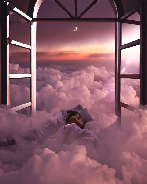 7 4 7 | Photoshop Art в Instagram: ““I had a dream about a place one night, and I’ve been here ever since.” How much sleep would you get in this location? 😴 📀Aerosmith- Dream…” Walpapers Cute, Aesthetic Space, Jesus Christus, Photoshop Art, Above The Clouds, Fantasy Aesthetic, In The Clouds, Dreamy Art, Sky Aesthetic