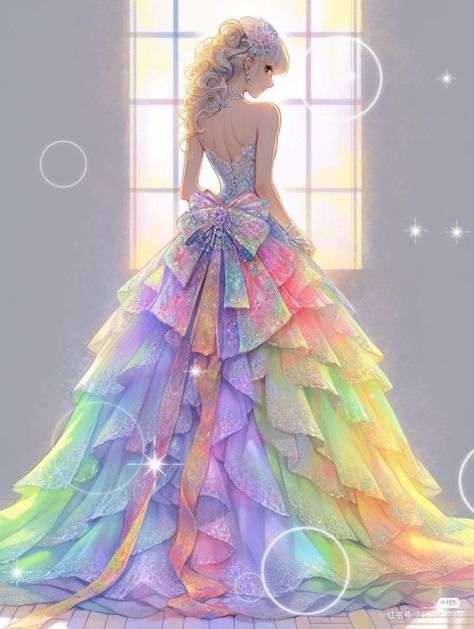 Saturn Design, Rainbow Wedding Dress, Puffy Prom Dresses, Fairy Princess Dress, Lilac Prom Dresses, Girls Dress Outfits, Fancy Wedding Dresses, Fantasy Dresses, Moda Chic