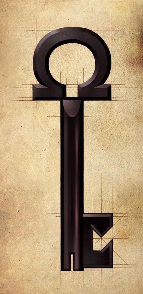 Omega Key | Locke & Key Wiki | Fandom Alpha Key, Locke And Key, Lock Tattoo, Key Drawings, Ancient Key, Key Tattoos, Props Art, Old Key, Silver Key