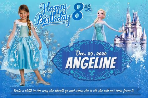 510+ frozen Customizable Design Templates | PosterMyWall Birthday Tarpaulin Background, Disney Frozen Birthday, Happy 8th Birthday, Invert Colors, Promotional Flyers, Crop Photo, Frozen Disney, Font Setting, Solid Color Backgrounds