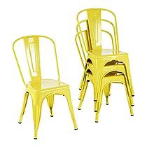 Wooden Kitchen Chairs, Yellow Chairs, Bistro Patio, Metal Dining Chair, Dining Room Restaurant, Yellow Chair, Outdoor Dining Spaces, Indoor Chairs, Metal Dining Chairs