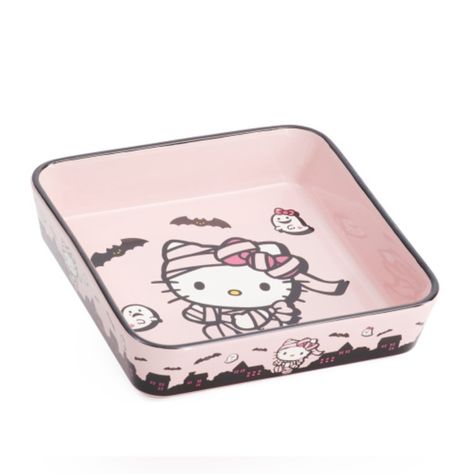 Halloween Themed, Oven Safe Up To 400 Degrees F, Dishwasher And Microwave Safe, Glazed Finish 9.25in W X 9.25in L Hello Kitty Kitchen Appliances, Zoe Core, Hello Kitty Appliances, Halloween Sanrio, Hello Kitty Kitchen, Kawaii Bedroom, Pink Goth, Fall Stuff, Kitty Stuff