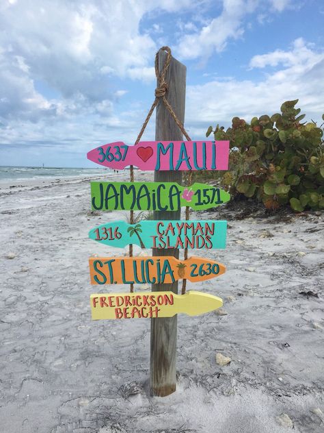 Rope Sign, Beach Signs Wooden, Artwork Lighting, Patio Signs, Pool Signs, Beach Sign, Tiki Hut, Coastal Beach Decor, Arrow Signs