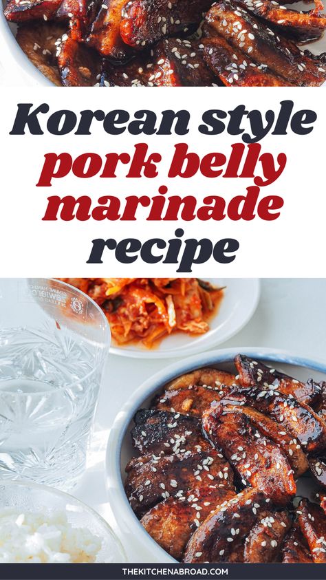 Experience the delicious flavors of Korea with this easy Korean-Style Pork Marinade. Whether you're a fan of Korean food or looking for easy Korean recipes, this savory and simple marinade is a delightful way to enjoy the taste of Korea at home. Try it now! Korean Bbq Pork Belly Marinade, Pork Belly Marinade Recipe, Pork Belly Marinade, Asian Style Pork, Simple Marinade, Easy Korean Recipes, Fried Pork Belly, Pork Marinade, Chinese Cooking Wine