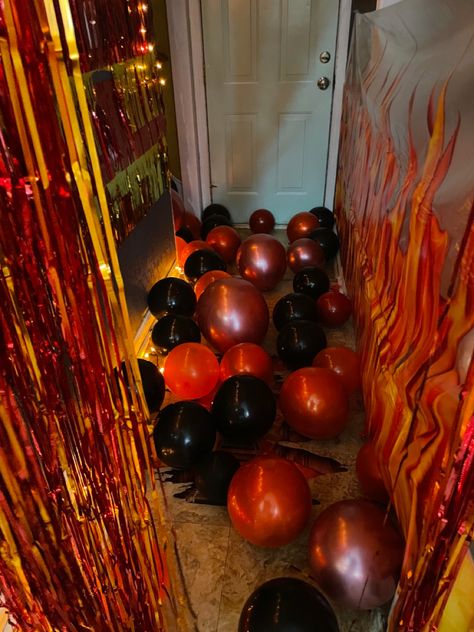 Floor Is Lava Birthday Party Food, Four Is Lava Party, The Floor Is Lava Trunk Or Treat, Volcano Birthday Party Decorations, Volcano Party Ideas, The Floor Is Lava Birthday Party, Floor Is Lava Obstacle Course, Lava Birthday Party, Floor Is Lava Birthday Party