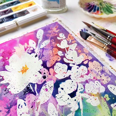 A Patreon Exclusive for March was painting with masking fluid. While it takes time with the layers and all. Let me say this is such a pretty effect. I only did two layers, but I did want to do two more to see the depth it can attain. Hop on Patreon and try this. - - #watercolorflowers #maskingfluid #patreon #exclusive #watercolorflowers Hello Clarice, Paint Effects, Watercolour Tutorials, Watercolor Design, Watercolor Artist, Design Tutorials, It Takes, I Said, Watercolor Flowers