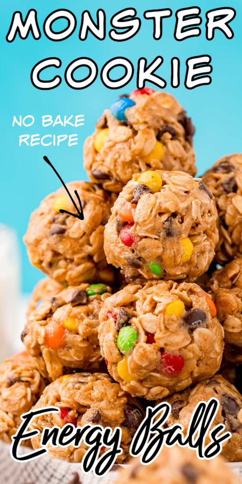 Monster Energy Bites, Monster Energy Balls, Monster Cookie Energy Balls, Bake Healthy, Snack Easy, Cookie Bites, Monster Cookie, Energy Ball Recipe, After School Snack