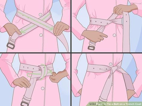 Coat Belt Knot, How To Tie A Coat Belt, How To Tie A Belt Knot, How To Tie A Belt, Belt Knots, Tie A Necktie, Windsor Knot, Clothes Hacks, Decorative Knots