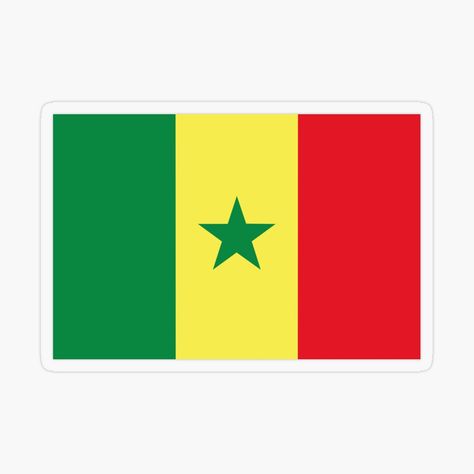 Get my art printed on awesome products. Support me at Redbubble #RBandME: https://www.redbubble.com/i/sticker/Flag-of-Senegal-by-diegovcarvalho/119247544.O9UDB?asc=u World Flags, Green Star, Plastic Stickers, Personalized Water Bottles, Artist Profile, Red Band, National Flag, Cool Ideas, School Design