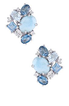 Delmar - Sterling Silver Larimar, London, Sky Blue & White Topaz Cluster Earrings Topaz Jewelry, Blue Topaz Earrings, Jewelry Fashion Trends, Sky Blue Topaz, Topaz Earrings, Fabulous Jewelry, Blue Jewelry, Cluster Earrings, Keep Jewelry