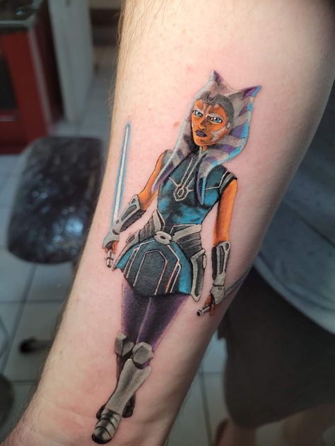 Ahsoka Tano Tattoo Ideas, Ahsoka Tano Tattoo, Ahsoka Tattoo, Star Wars Tattoo Sleeve, Positivity Tattoo, Hexagon Tattoo, Care Bear Tattoos, Stars Tattoo, Tattoo Time