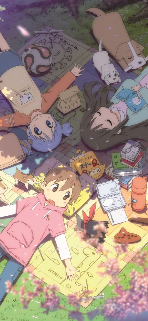 People Laying On The Ground, Ground Wallpaper, Laying On The Ground, Cocoppa Wallpaper, A Group Of People, Kyoto Animation, Iphone Wallpaper Photos, Group Of People, Kawaii Wallpaper