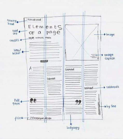 Hey, I'm Jesslyn.: Magazine Page Anatomy / week 1 Magazine Flat Plan, Flat Plan Magazine, History Magazine Layout Design, Student Magazine, Magazine Examples, Typography Brochure, Draw Anatomy, Typography Magazine, Newsletter Layout