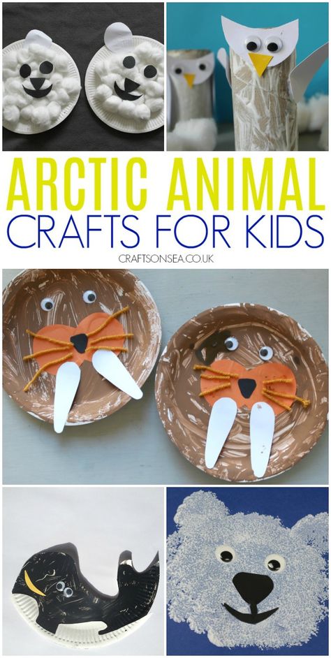 Easy arctic animal crafts for kids to make #kidscrafts Arctic Animal Crafts, Winter Animals Preschool, Arctic Animals Activities, Arctic Animals Preschool, Winter Animal Crafts, Arctic Animals Crafts, Polar Bear Craft, Winter Crafts Preschool, Fox Crafts