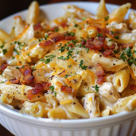 Crack Chicken Penne | Delectable Recipe Cracked Chicken Penne, Chicken Bacon Ranch Penne, Applebees 3 Cheese Chicken Penne Recipe, Three Cheese Chicken Penne Pasta Applebees, Three Cheese Chicken Penne, Cracked Chicken, Chicken Penne, Pre Cooked Chicken, Breakfast Drink