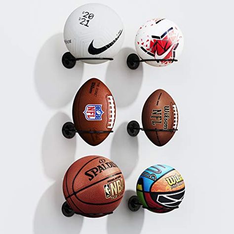 Grace In My Space, Basketball Holder, Ball Volleyball, Friday Football, Basketball Room, Ball Display, Basketball Display, Sport Bedroom, Boys Bedroom Makeover