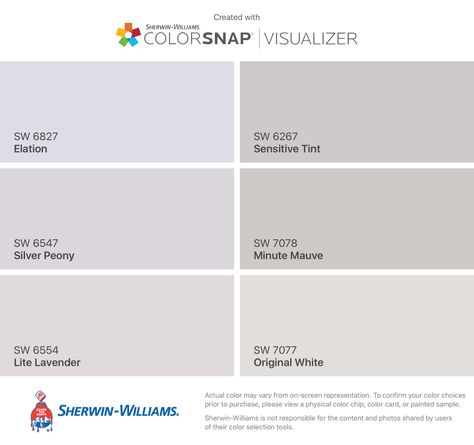 Elation Purple Grey Paint Color Sherwin Williams, Grayish Purple Paint, Light Purple Paint Colors, Purple Grey Paint Color, Purple Gray Paint, Lavender Paint Colors, Grey Purple Paint, Gray Paint Colors Sherwin Williams, Light Purple Paint