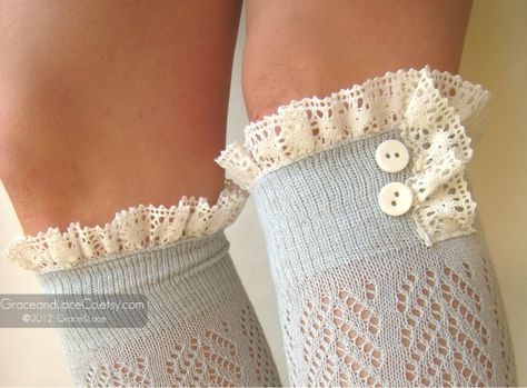 Sweet Lace Boot Socks, Lace Socks, Cute Boots, Nike Shox, Cute Socks, Dove Grey, Boot Socks, New Wave, Knitting Socks