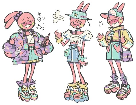 Bunny Character, Pastel Outfit, Swag Art, Aesthetic Pastel, 영감을 주는 캐릭터, Character Design References, Art Block, Funky Art, Cartoon Art Styles