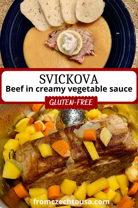 Svickova Recipe, Czech Food, Slovak Recipes, Eastern European Recipes, Beef Sirloin, Czech Recipes, Gluten Free Dinner, Gf Recipes, European Food