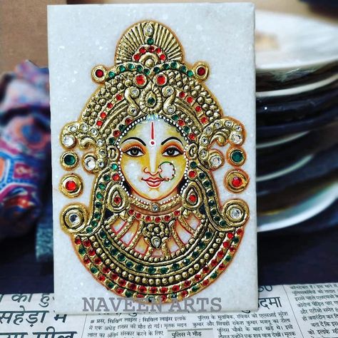 Durga Maa Face, Lippin Art, Maa Durga Face, Durga Face, Chakra Painting, 3d Relief Art, Relief Art, Durga Painting, Pooja Mandir