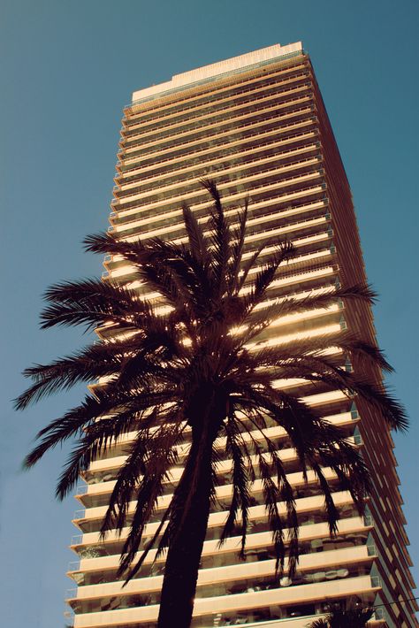 Torre Mapfre, Barcelona Sea Wallpaper, New Retro Wave, 80s Aesthetic, Miami Vice, City Aesthetic, Retro Aesthetic, Retro Art, Photography Inspo, Miami Beach