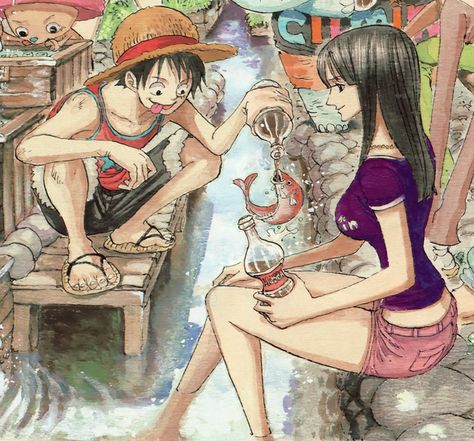 Monkey D Luffy Nico Robin Straw Hat Crew Pirates Mugiwaras One Piece 90s Cartoon Shows, Trafalgar D Water Law, Zoro And Robin, One Piece Movies, Robin Comics, Luffy X Nami, One Piece Drawing, One Piece Comic, One Piece Pictures