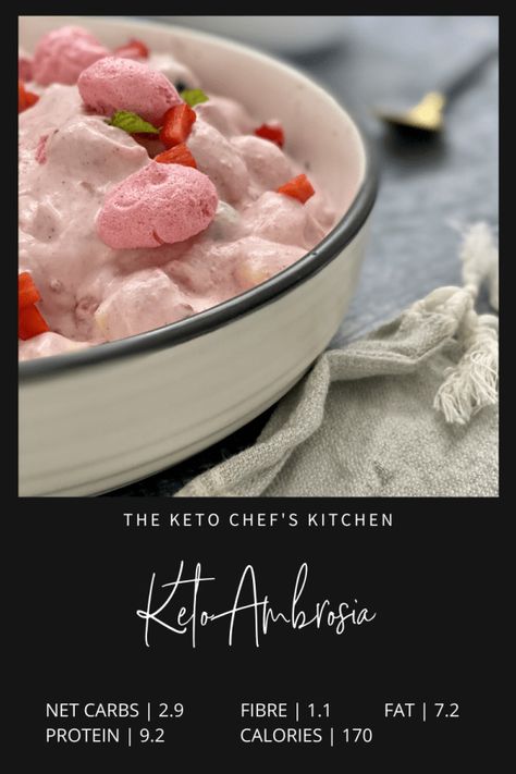 Keto Ambrosia, Gluten Free Low Carb Recipes, Ambrosia Recipe, Sugar Free Marshmallows, Low Carb Christmas, Weekly Recipes, Recipe Low Carb, Ambrosia Salad, Chef's Kitchen