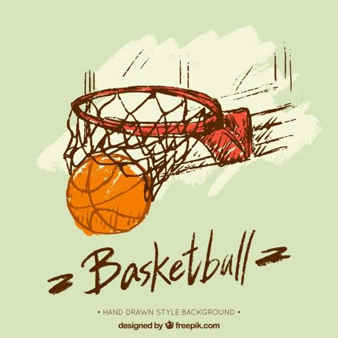 Hand drawn basketball basket background Free Vector Basketball Drawings, Basketball Basket, Logo Basketball, Ball Drawing, Bola Basket, Basketball Theme, Basketball Is Life, Basketball Photography, Basketball Wallpaper