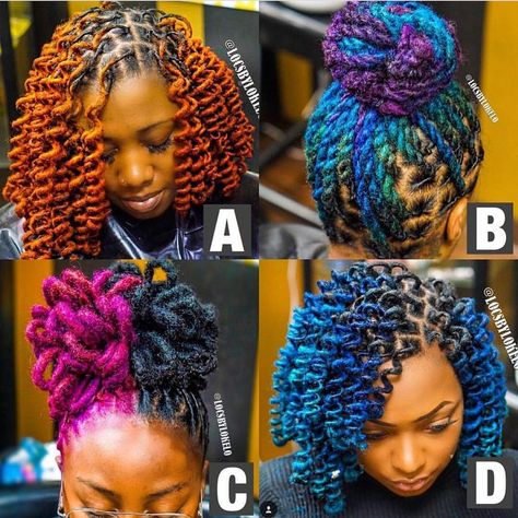 colored locs Dyed Dreads, Colored Locs, Colored Dreads, Dreads Styles For Women, Twist Cornrows, Dread Styles, Dreads Girl, Short Locs Hairstyles, Dreadlock Styles