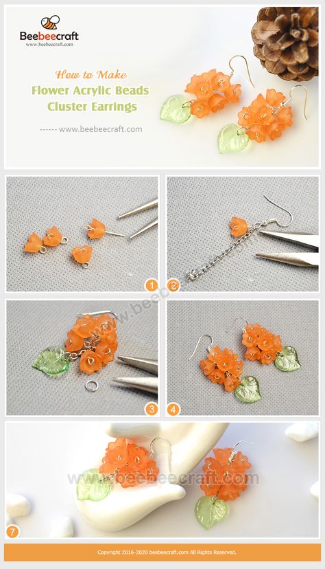 Diy Flower Earrings, Flower Earrings Diy, Diy Wire Jewelry Rings, Shrink Plastic Jewelry, Lucite Flower Earrings, Diy Jewelry Rings, Flower Acrylic, Acrylic Flower, Bead Charms Diy