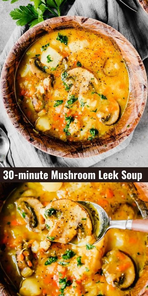 Potato Leek And Mushroom Soup, Mushroom Fennel Soup, Soup Recipes Leek, Leek Vegetable Soup, Potato Leek Mushroom Soup, Leek And Mushroom Soup, Mushroom And Leek Soup, Leek Mushroom Soup, Leeks And Mushrooms Recipes