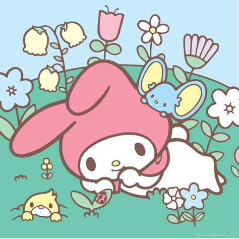 My Melody - Spring Flowers Melody Painting, Bg Wallpaper, Images Hello Kitty, My Melody Wallpaper, Melody Hello Kitty, Hello Kitty Backgrounds, Sanrio Wallpaper, Hello Kitty My Melody, Hello Kitty Pictures