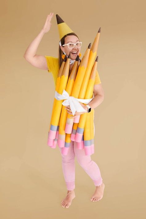 65 Easy Halloween Costumes for Women - Cute DIY Halloween Costumes for Women 2020 Large Pencil Decoration, Pencil Costume, Cactus Costume Diy, Work Appropriate Halloween Costumes, Easy Halloween Costumes For Women, Teen Halloween, Diy Halloween Costumes For Women, Diy Halloween Costumes Easy