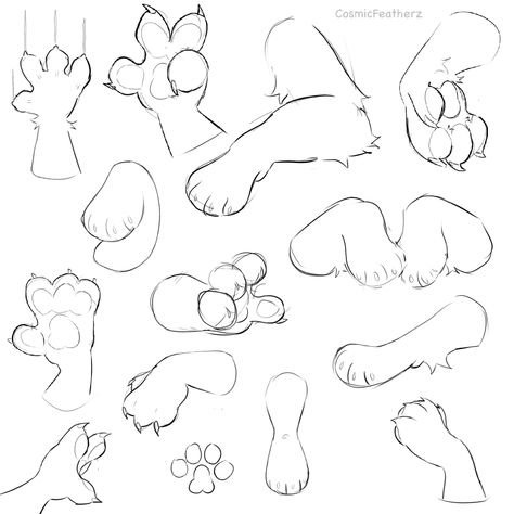 Paw Beans Drawing, Person With Goat Legs Drawing, Paws Art Reference, Cat Paws Drawing Reference, Cat Pawing At Something, Paw Tutorial Drawing, Anthro Drawing Tips, How To Draw Anthro Paws, Cat Paws Reference