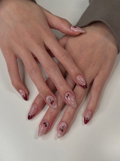 This song lives in my head rent free #fypシ #strawberrynails #nailinspo | TikTok Cherry Nail, Berry Nails, Elegant Touch Nails, Hello Nails, Cute Simple Nails, Cherry Nails, Simple Gel Nails, Minimal Nails, Basic Nails