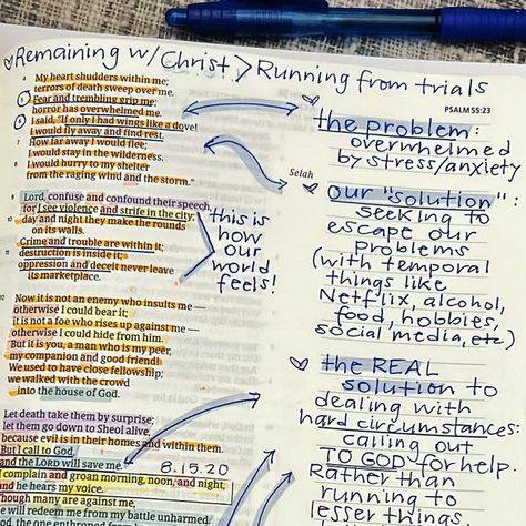 Psalm 55, Fear And Trembling, Study Notebook, Bible Study Notebook, Christian Life, Bible Journaling, Bible Study, Psalms, Bible