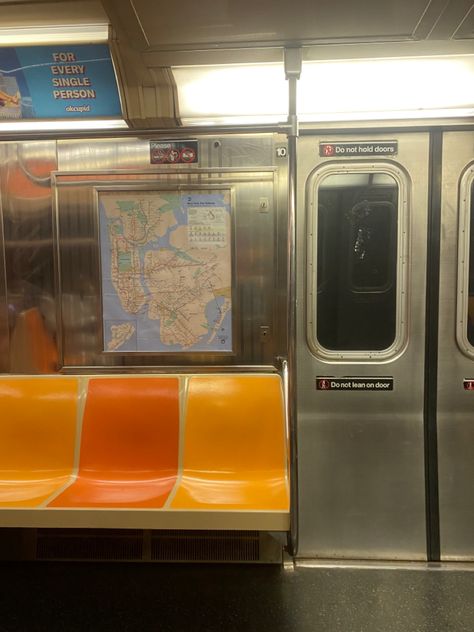 Subway Seats, Downtown Vibes, Nyc Subway Turnstile, Inside A Subway Train, New York Subway Station, Ny Subway, City Inspiration, Down Town, New York Subway