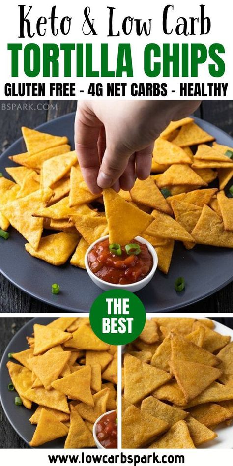 Try these homemade easy keto tortilla chips – they're super crispy, crunchy, and perfect for dipping! Enjoy the best low-carb tortilla chips made with just 3 ingredients, great for dipping in salsa, guacamole, or a cheesy sauce. These keto nacho chips are reminiscent of Doritos – I could finish a bag of those before the movie even started. Keto Nacho Chips, Quest Chips Recipes, Keto Nachos Recipe, Krishna Recipes, Best Low Carb Tortillas, Keto Tortilla Chips, Creative Egg Recipes, Gluten Free Tortilla Chips, Keto Nachos