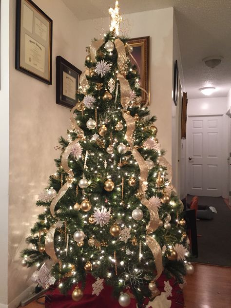 The G's Christmas Tree 2015 Christmas Tree Ideas 6ft, 6ft Christmas Tree Decoration Ideas, Gold Rchristmas Tree, Luxury Christmas Tree With Gold Tree, Tree Decorating Ideas, Silver And Gold Christmas Tree With Mesh, Gold Red Silver Tree, 3ft Christmas Tree, Chriatmas Tree Red Silver Gold