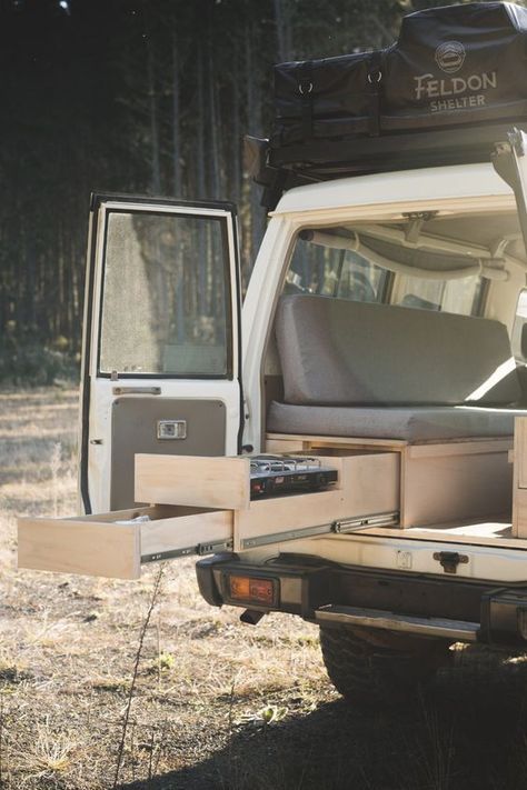 Troopcarrier Fitout, Toyota Troopy Camper, Troopy Conversion, Troopy Life, Troopy Fitouts, Troopy Camper, Astro Van, Van Conversion Interior, Camping Set Up