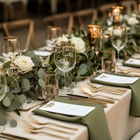 Olive Green Wedding Ideas, Olive Green Accents, Green Table Settings, Olive Green Wedding, Green Wedding Decorations, Taupe Wedding, Olive Green Weddings, Green Wedding Ideas, Olive Wedding